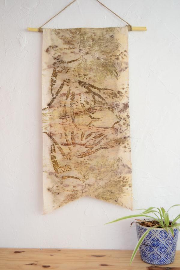 photo tenture murale textile, eco-print,