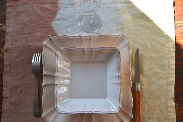 set de table en lin bicolore,pièce unique, teinture naturelle, Toulon