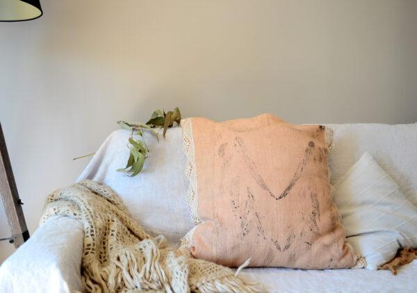 housse coussin empreintes vegetales eucalyptus