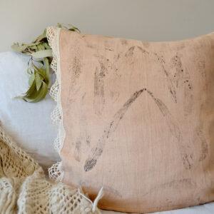 housse coussin empreintes vegetales eucalyptus
