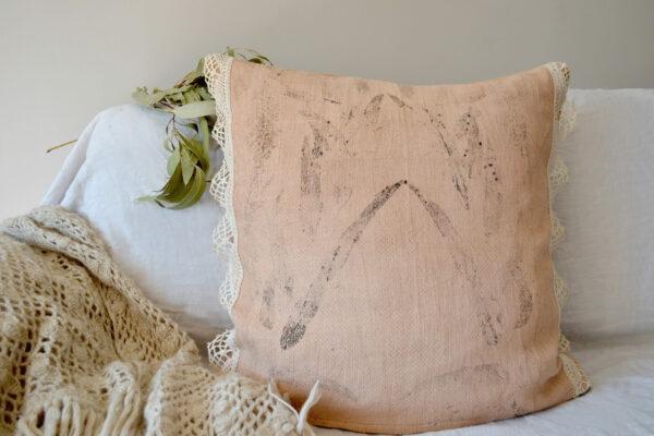 housse coussin empreintes vegetales eucalyptus