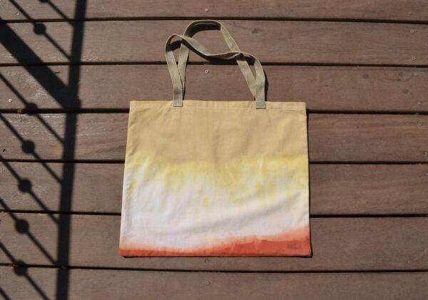 Cabas tie & dye jaune et rouge, sangles en lin